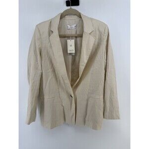 MANGO MNG Women’s Linen Oversized Boyfriend Blazer Office Preppy Academia NWT